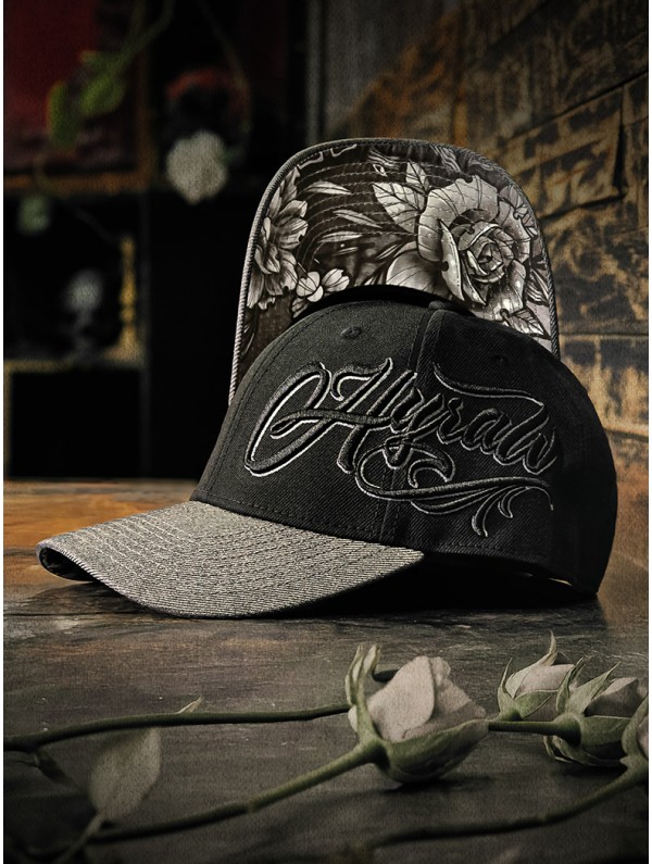 Curved visor cap in metal tattoo style | Hyraw Shop