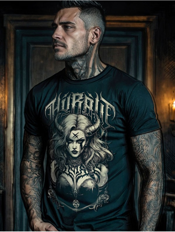 Black gothic metal look t-shirt | HYRAW Clothing