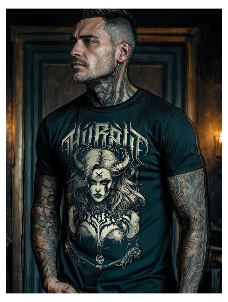 Black gothic metal look t-shirt | HYRAW Clothing