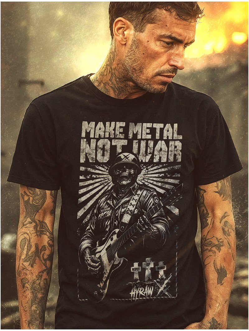 T-shirt noir tenue metal engagé | HYRAW Clothing