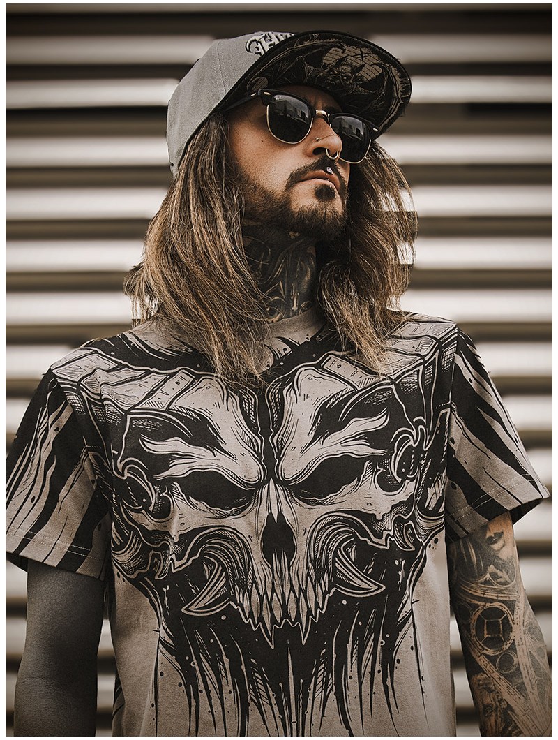 T-shirt gris look metal intense | HYRAW Clothing