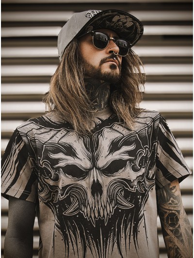 T-shirt gris look metal intense | HYRAW Clothing