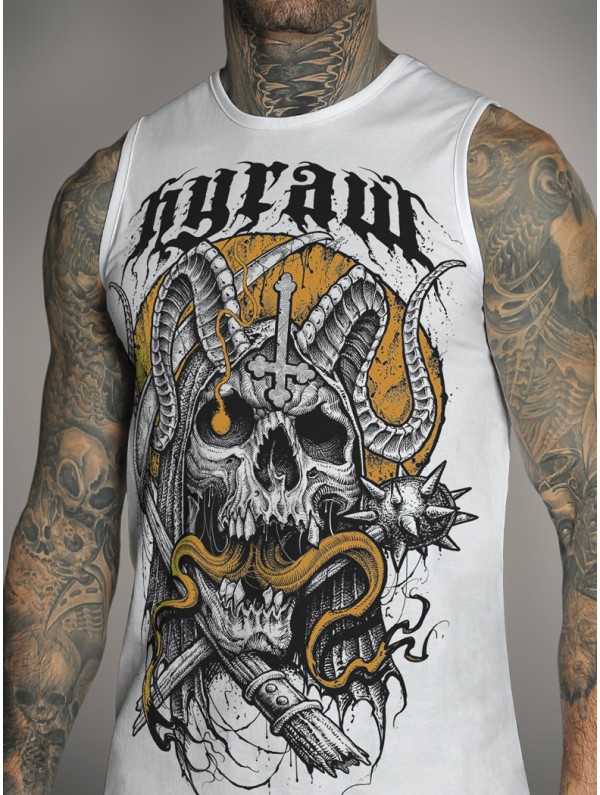 Débardeur blanc look metal hardcore | HYRAW Clothing