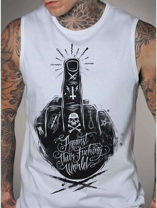 Débardeur blanc style punk metal | HYRAW Clothing
