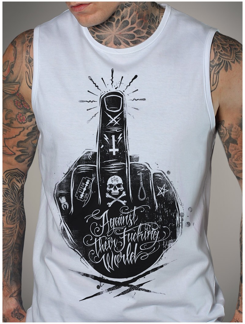White punk metal style tank top | HYRAW Clothing