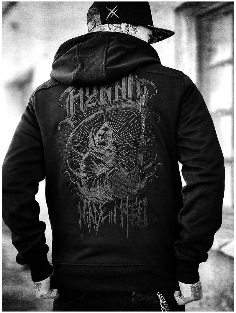 Sweat zippé capuche brodé esprit metal|Boutique Hyraw