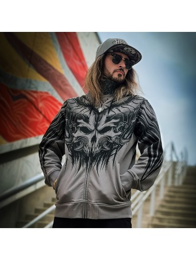 Sweat zippé capuche print all-over look metal|Boutique Hyraw