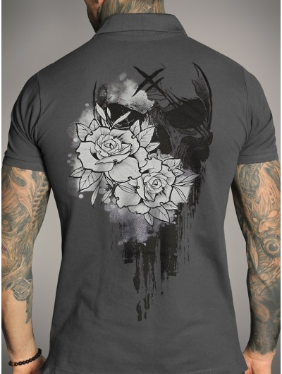 Polo gris look rock metal et tattoo | HYRAW Clothing