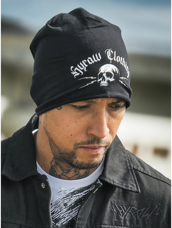 Thin black printed beanie | Hyraw Shop