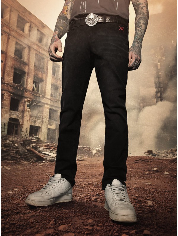 Pantalon Jean noir rock metal|Boutique Hyraw
