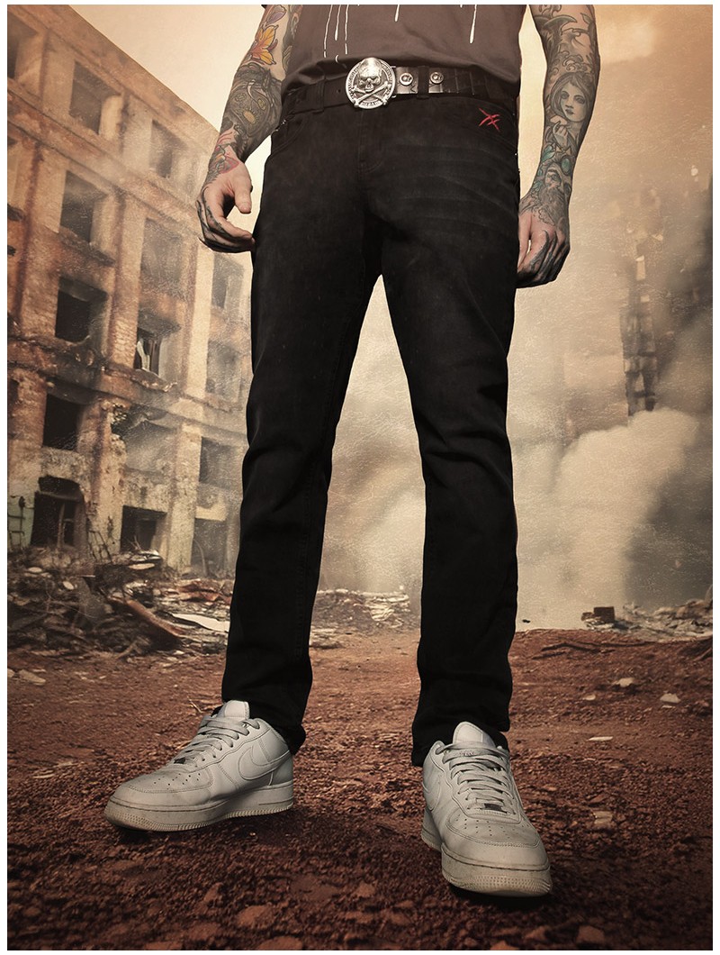 Pantalon Jean noir rock metal|Boutique Hyraw