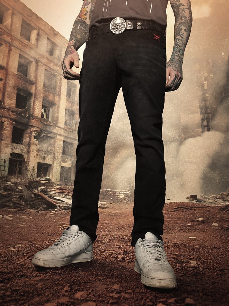 Pantalon Jean noir rock metal|Boutique Hyraw