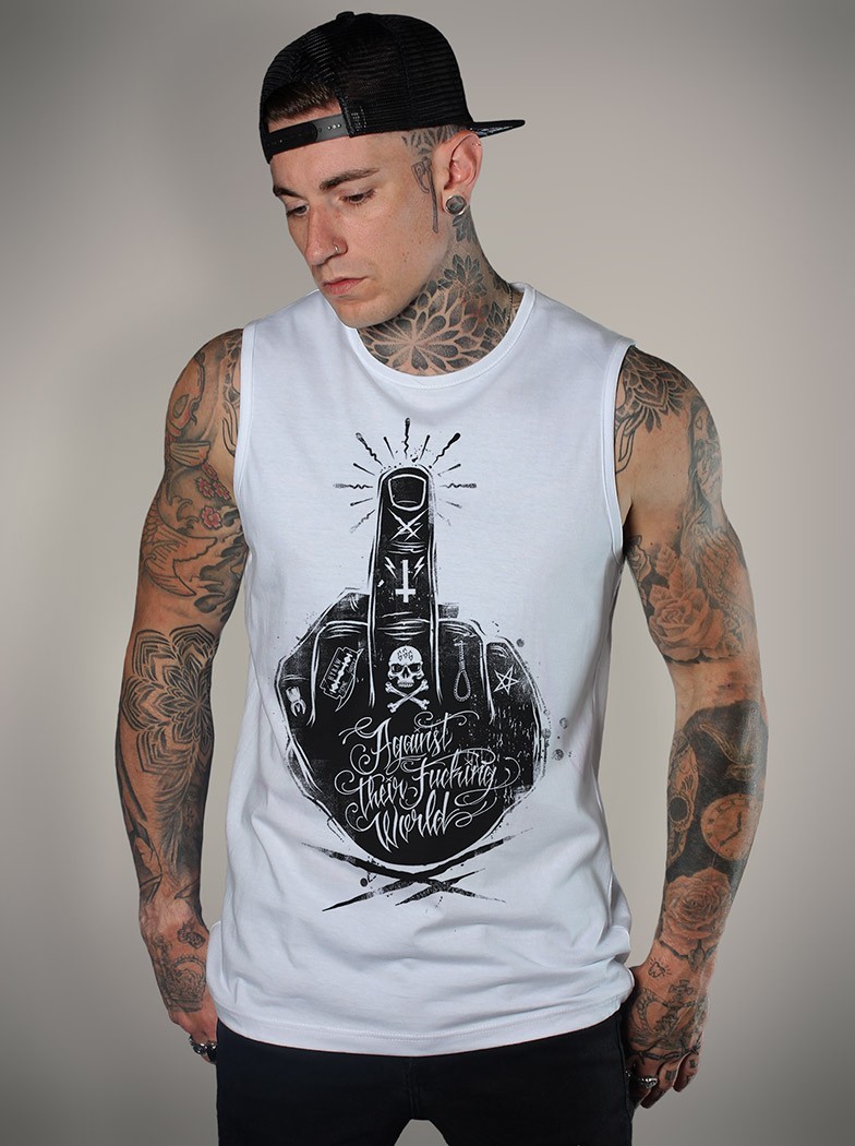 Débardeur blanc style punk metal | HYRAW Clothing