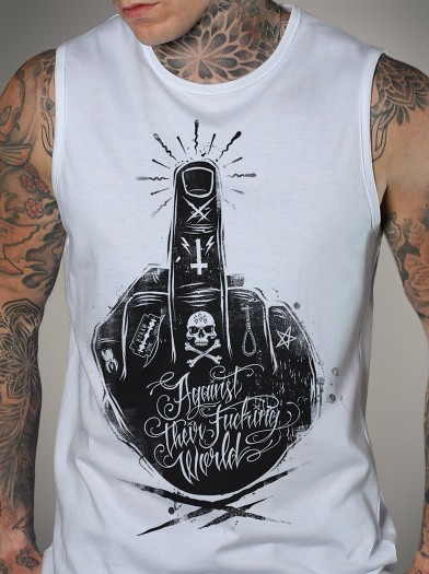 Débardeur blanc style punk metal | HYRAW Clothing