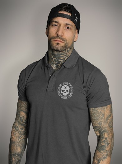 Polo gris look rock metal et tattoo | HYRAW Clothing