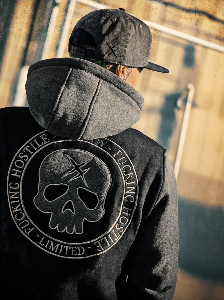 Sweat zippé capuche varsity rock metal|Boutique Hyraw