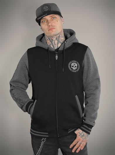 Sweat zippé capuche varsity rock metal|Boutique Hyraw