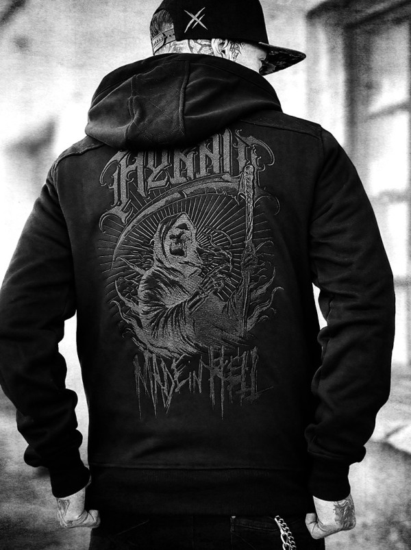 Sweat zippé capuche brodé esprit metal|Boutique Hyraw