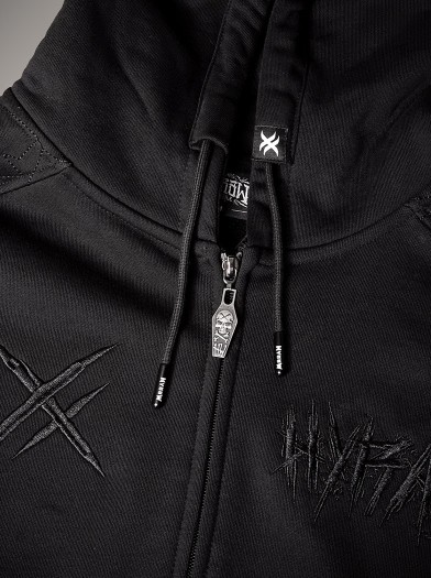 Sweat zippé capuche brodé esprit metal|Boutique Hyraw