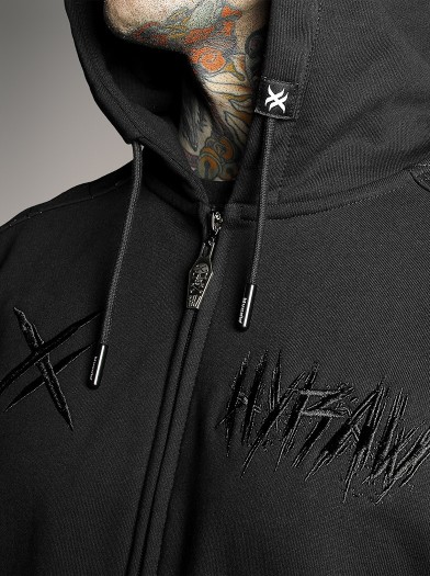Sweat zippé capuche brodé esprit metal|Boutique Hyraw