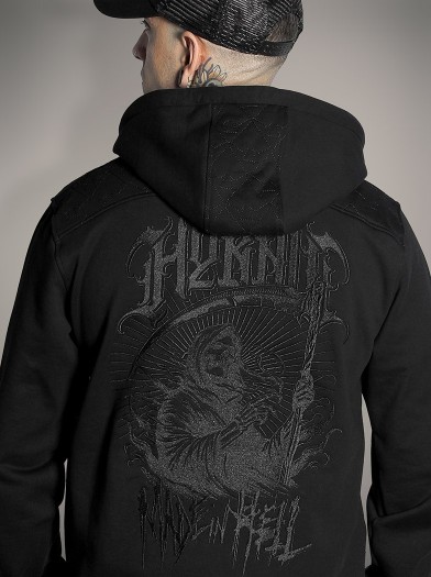 Embroidered zip-up hoodie with a metal theme | Hyraw Shop