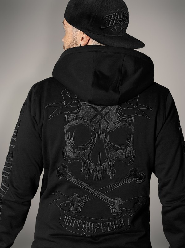 Sweat zippé capuche brodé esprit metal|Boutique Hyraw