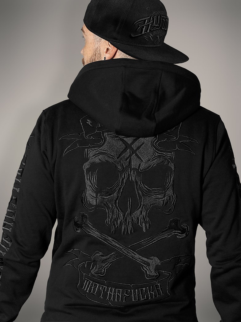 Sweat zippé capuche brodé esprit metal|Boutique Hyraw