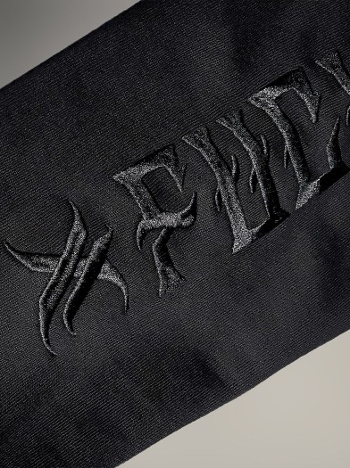 Embroidered zip-up hoodie with a metal theme | Hyraw Shop