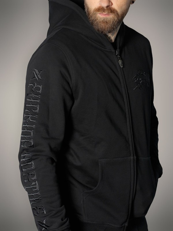 Sweat zippé capuche brodé esprit metal|Boutique Hyraw