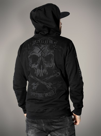Sweat zippé capuche brodé esprit metal|Boutique Hyraw